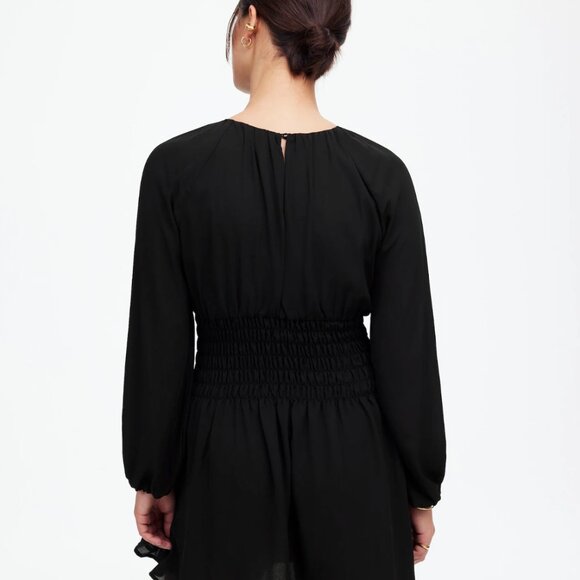 NWT! MADEWELL Bubble-Sleeve Smocked Mini Dress Size Small - Picture 2 of 6